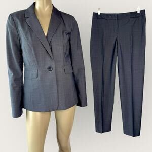 Classiques Entier Wool Blend 2 Piece Suit Set Blazer Jacket Size 6 Pants 8 Gray